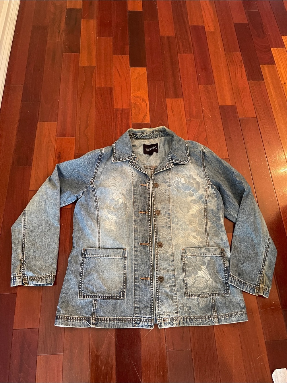 Bernardo Light Blue Floral Denim Jacket